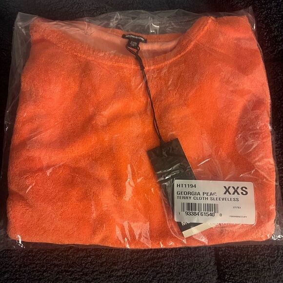 NWT Monrow women's Terry cloth Georgia Peach sleeveless tank top size xxs - Picture 11 of 11